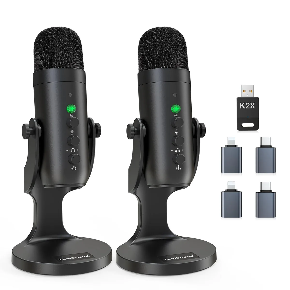  ZealSound K66DG Series Dual Wireless Microphone Phantom Black — product photo