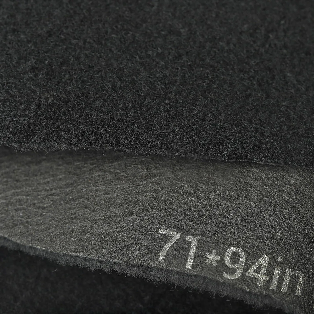 Black polyester felt carpet sheet 71 by 94 inches