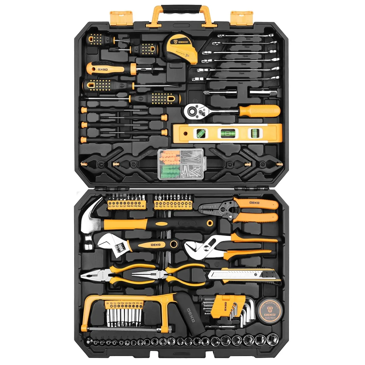 Blue Klein Tools hand rivet nut setter kit, three-piece set in plastic case