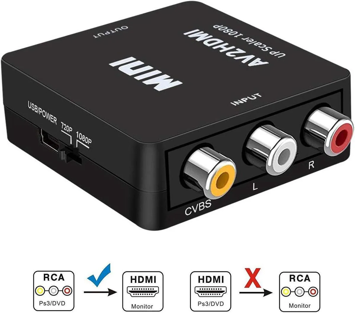 Vszerda Vszerda 3RCA CVBS to HDMI Converter 1080p/720p Black — product photo