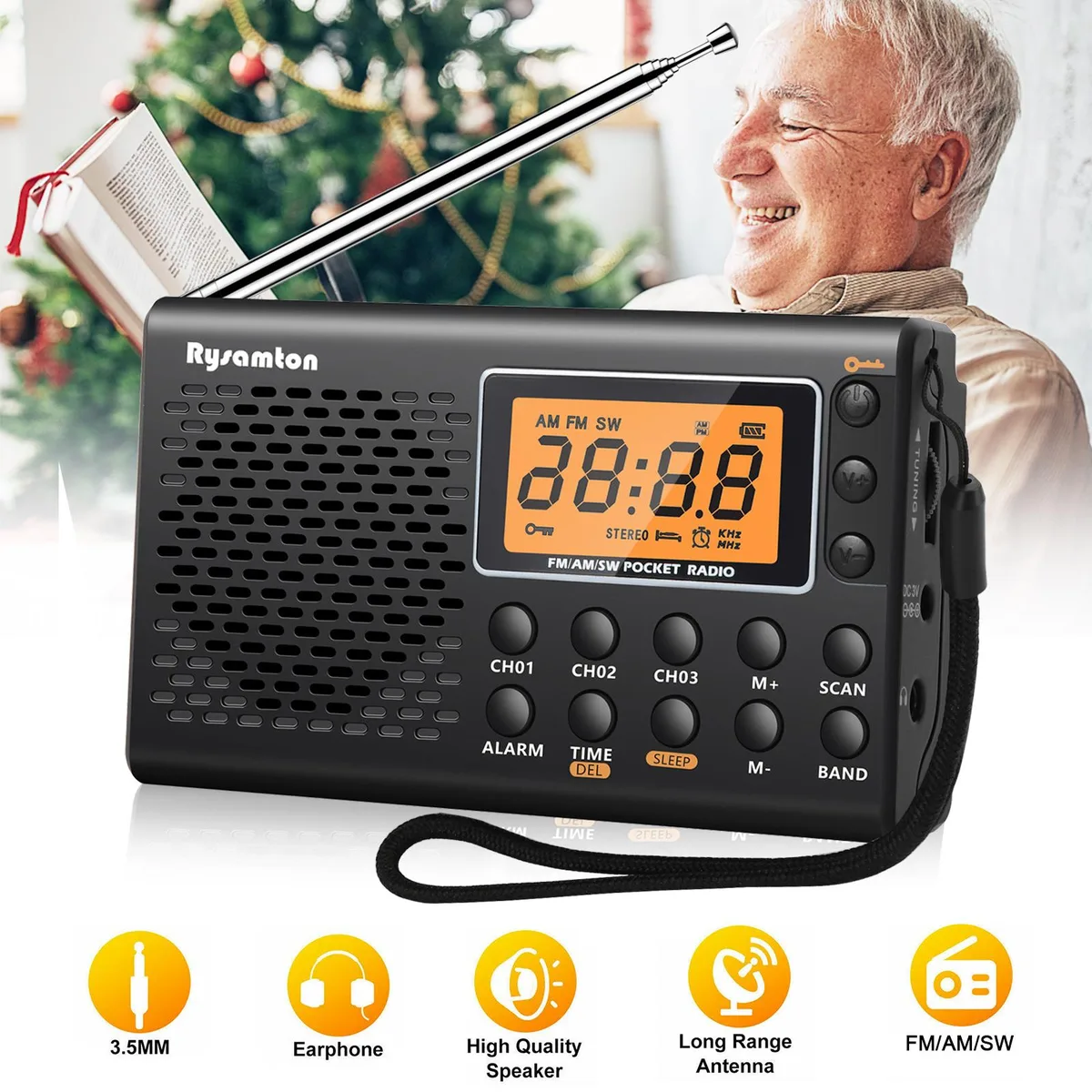 NSI NSI YDF02693455 3-in-1 FM AM SW Radio Alarm Clock Black — product photo
