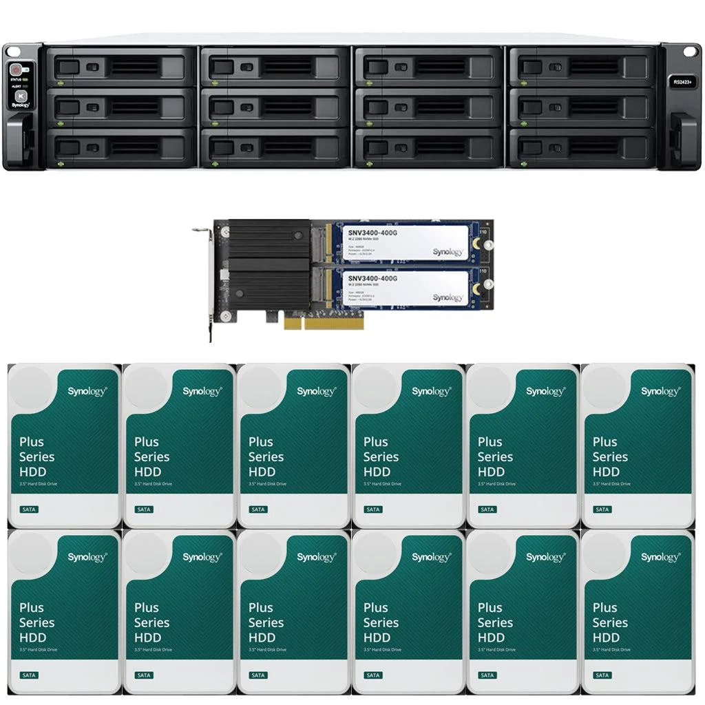 Synology Inc. Synology RS2423+ 12-Bay Rackmount NAS 8GB 96TB 800GB Cache — product photo