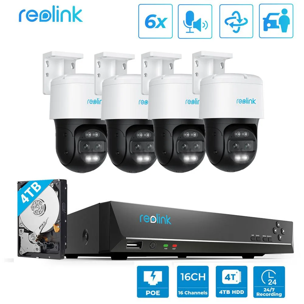 Reolink Reolink RLK16-TrackMixP4-A 16CH 4K PTZ Security System 4 Camera Kit 4TB HDD — product photo