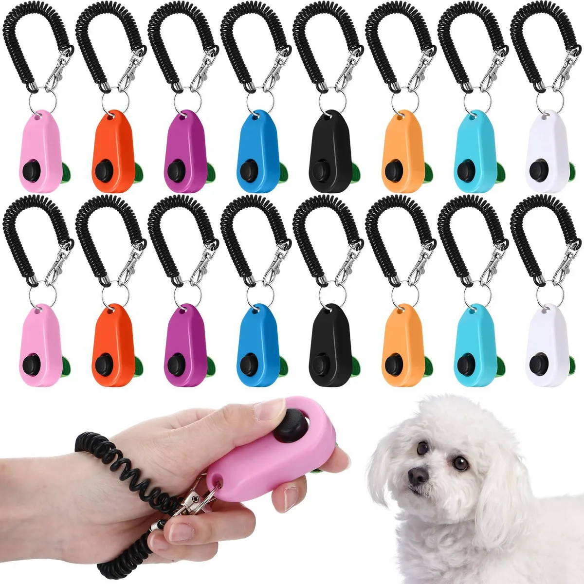  JolliLudo KEI1594 Dog Training Clickers 16 Pack Multicolor with Wrist Bands — product photo