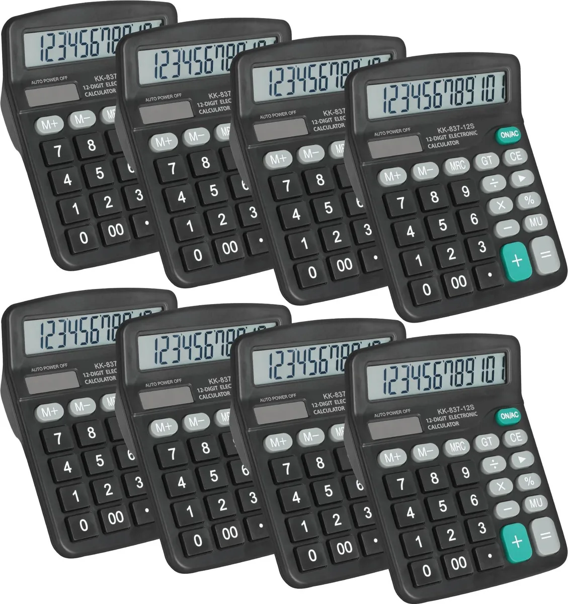  8 Pack Calculator Bulk 12 Digits Desktop Solar Battery Pink — product photo