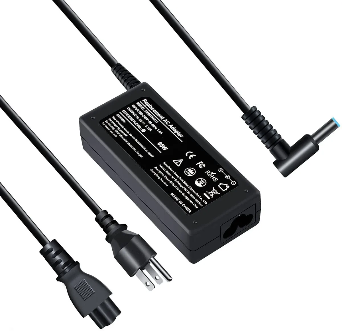 myVolts myVolts 65W HP EliteBook ProBook AC Adapter 4.5mm Blue Tip — product photo