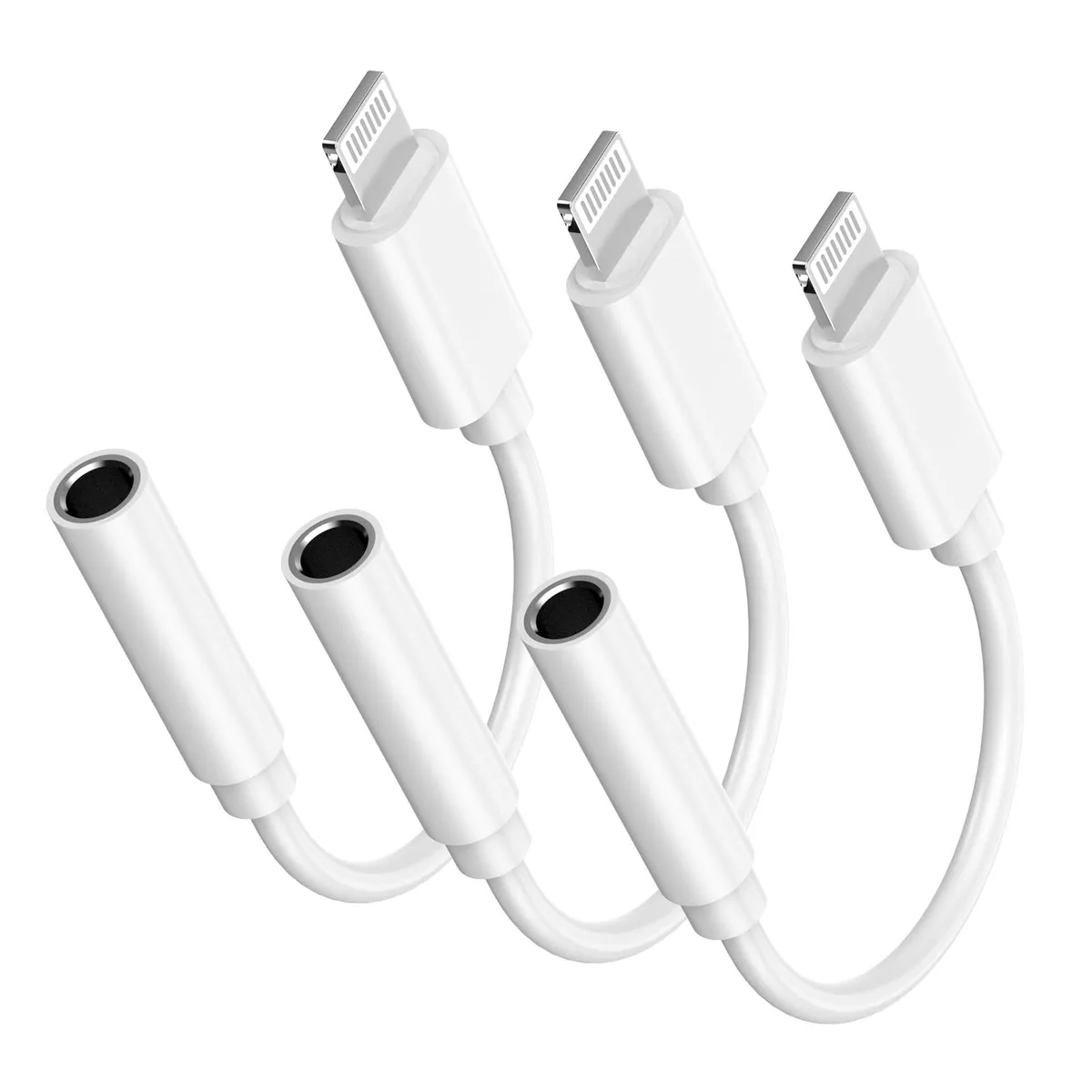  CNTX-CA071 Lightning Male to USB-C Female Adapter 3-Pack White 2 in — product photo