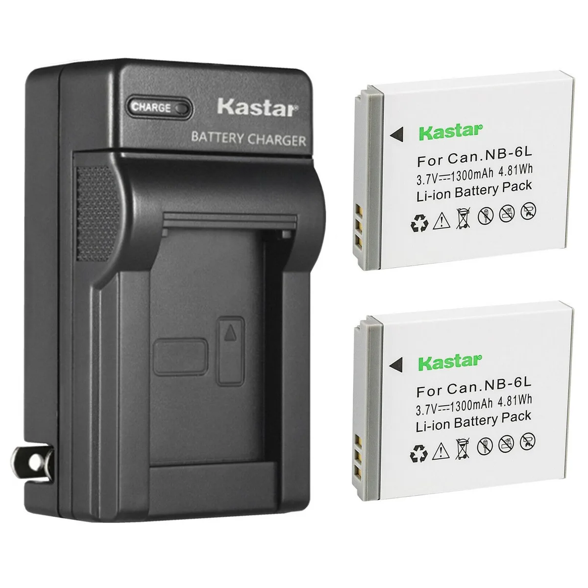 Kastar Kastar NB-6L 2-Pack Battery &amp; AC Wall Charger for CAME-TV WAERO KUMINIK8 Headsets — product photo