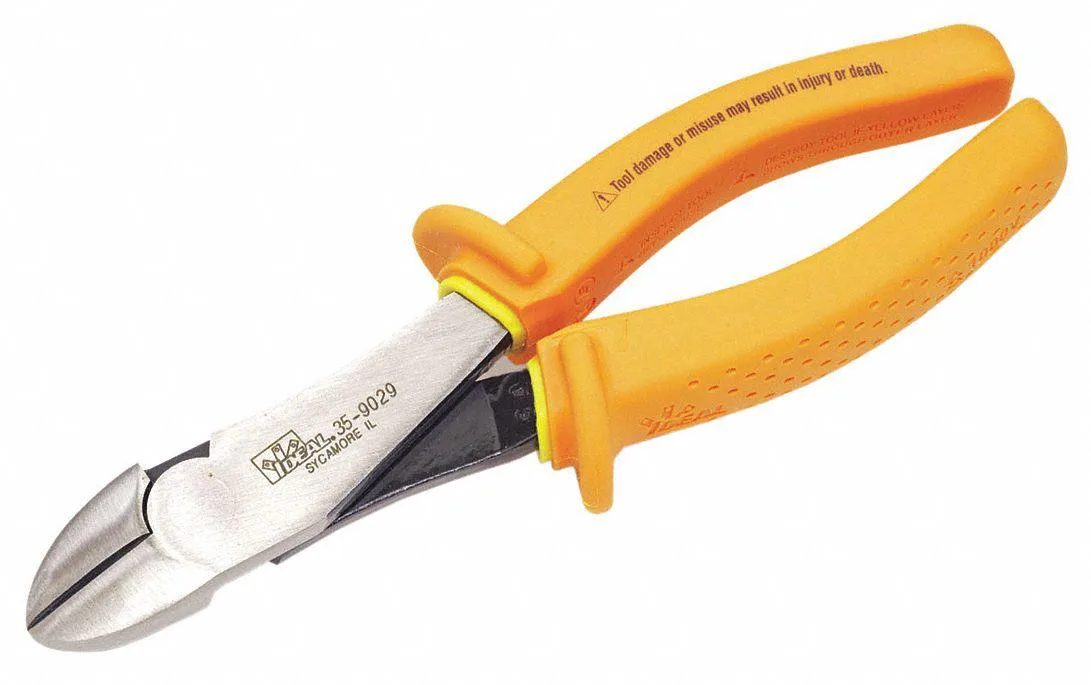 Insulated diagonal cutting pliers, orange handles, 8-1/2 inches overall length
