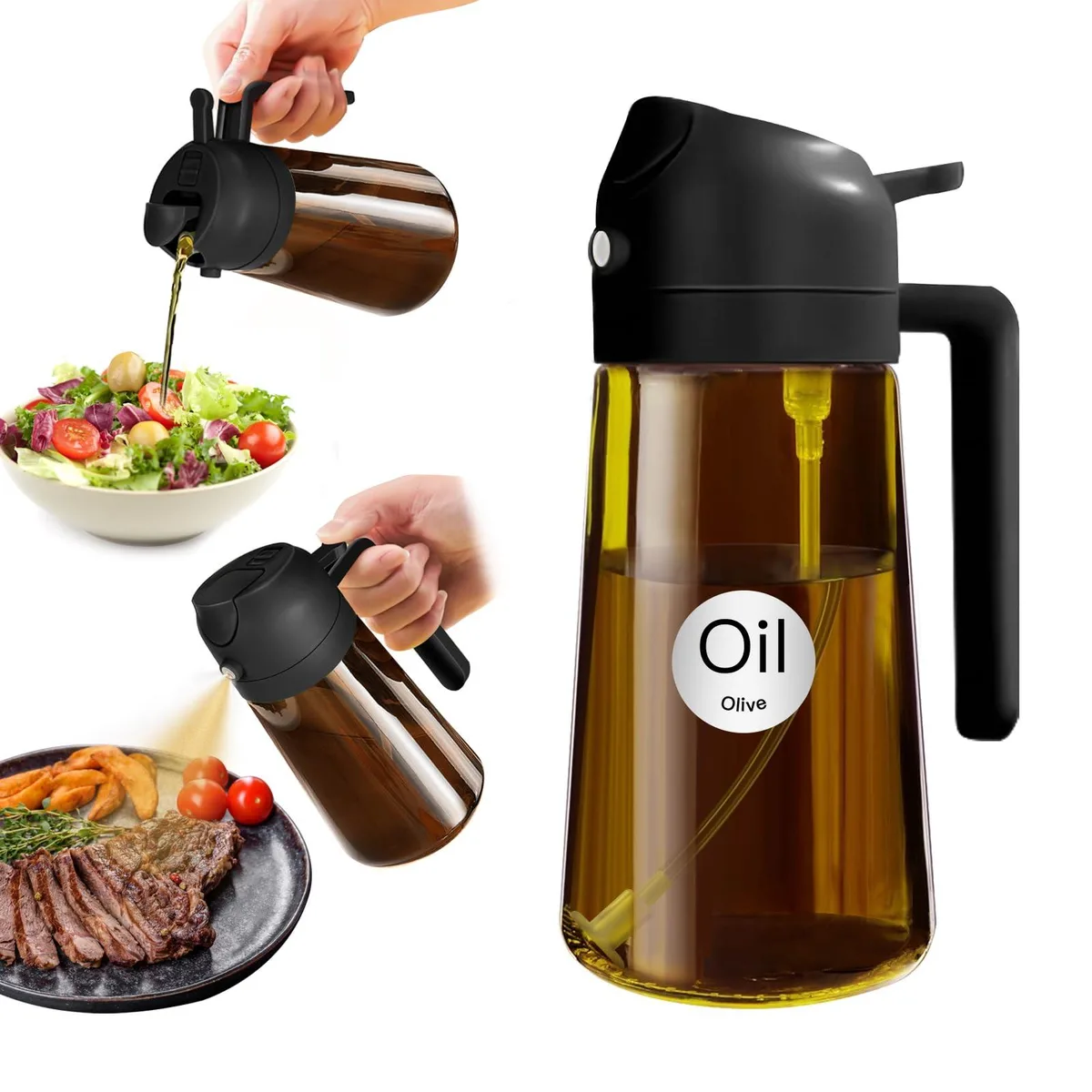  16oz 470ml Light Blocking Oil Sprayer Black — product photo