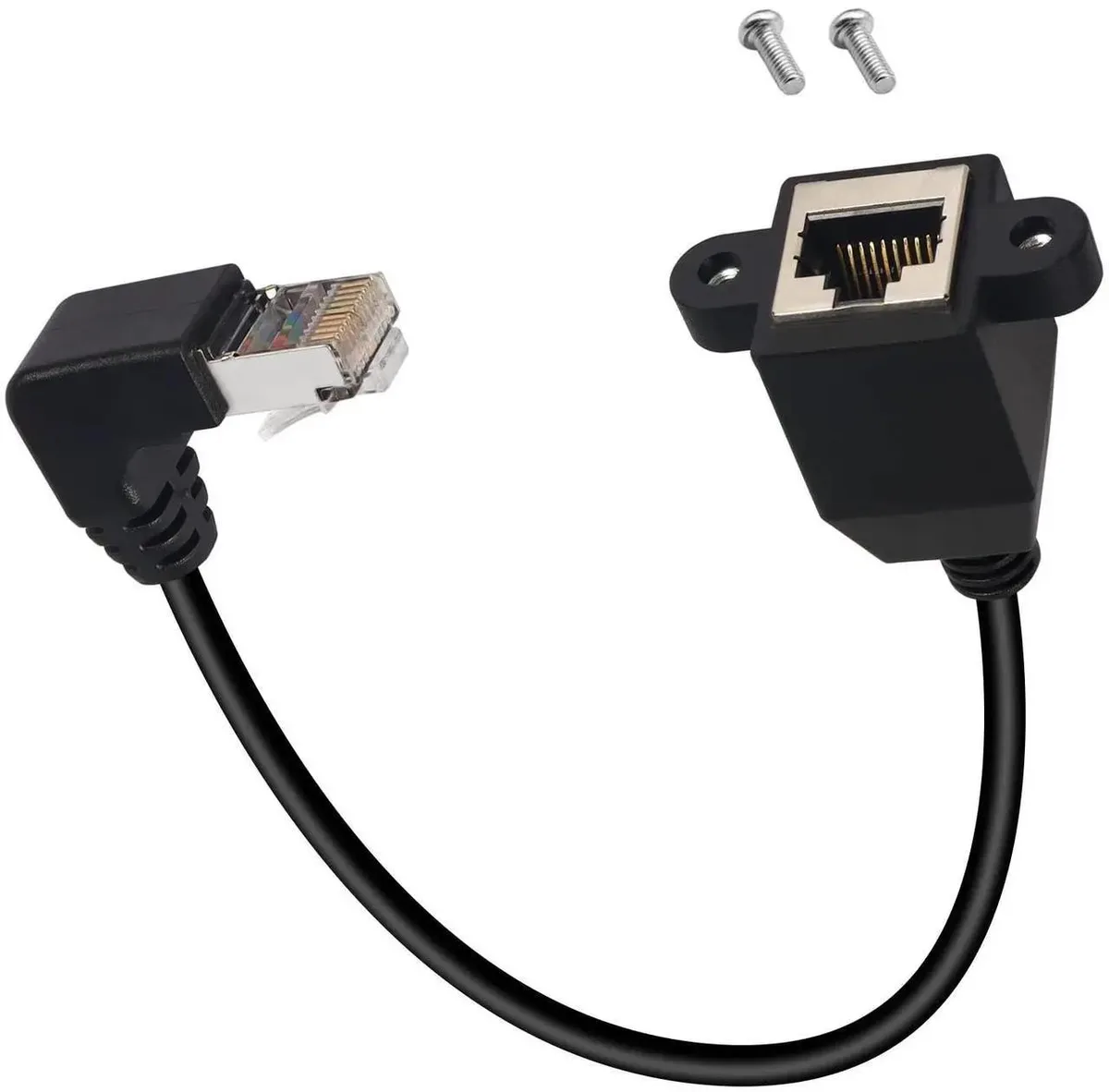 SMUGDESK SMUGDESK 90° DownBend RJ50 10P10C Shielded Cat5E PanelMount Extension Cable 30cm 11.8in — product photo