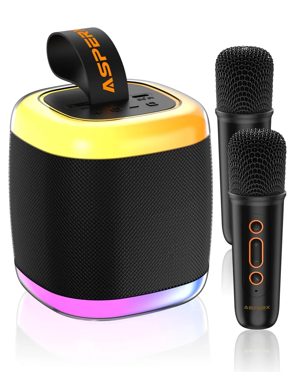 AsperX AX001-black karaoke system with 2 wireless microphones — product photo
