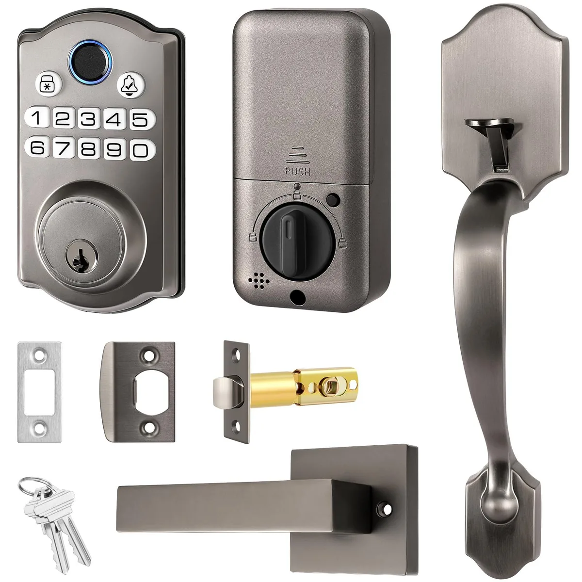 Silver aluminium deadbolt with two lever handles, 12 pack