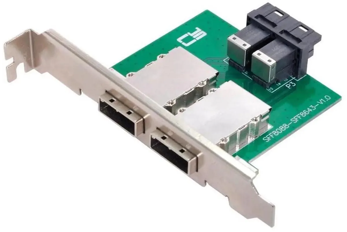 Vszerda Vszerda Mini SAS SFF-8088 to 2 SFF-8643 Adapter with Bracket — product photo