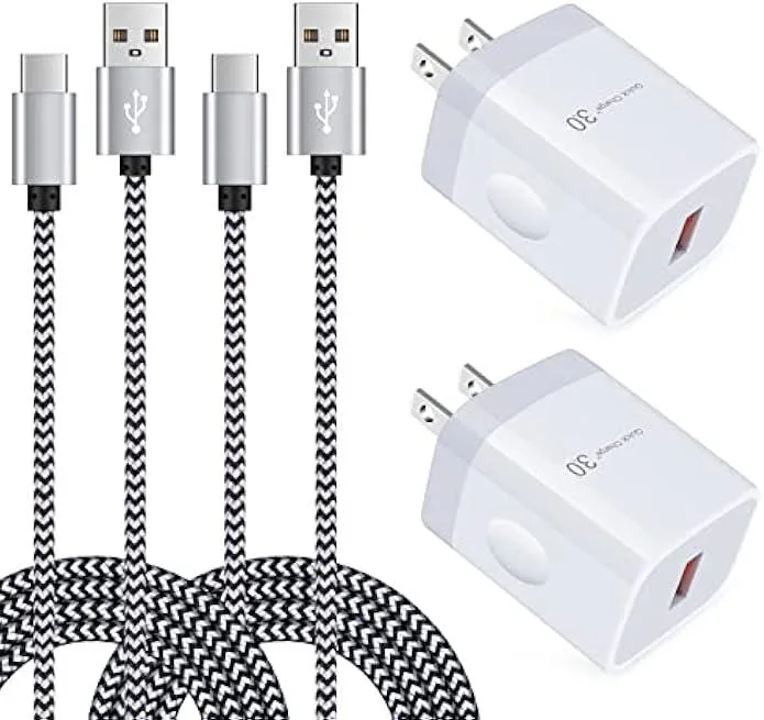 TAURKENAM TAURKENAM Quick Charge 3.0 Charger Kit 2× Wall Charger 2× USB-C Cable White — product photo