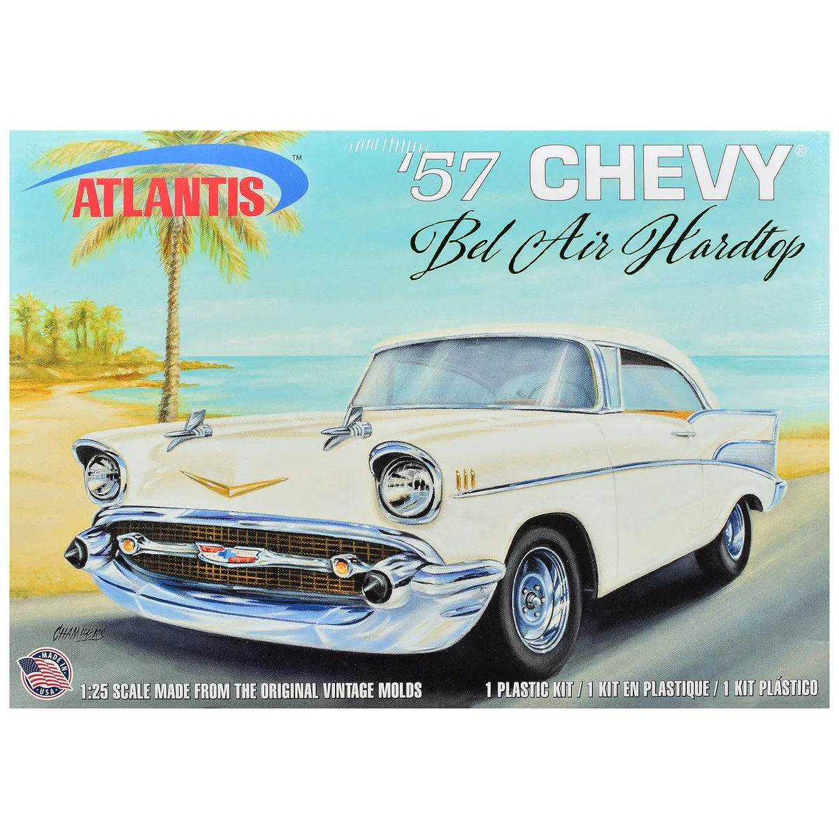 Atlantis Atlantis 1957 Chevrolet Bel Air Hardtop 1/25 Scale Model Kit 185 Parts — product photo