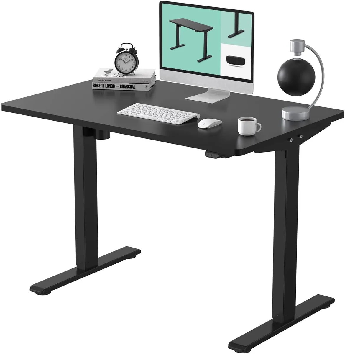 PISKEKAT PISKEKAT 48 x 30 Inches Electric Standing Desk Black Frame Black Top — product photo