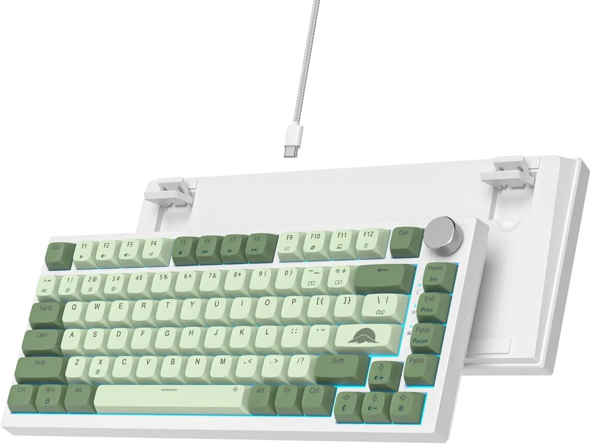 TUKO TUKO 75% Mechanical Gaming Keyboard 82 Keys Matcha Green Red Switch Wired Gasket Hot-Swappable Knob RGB — product photo