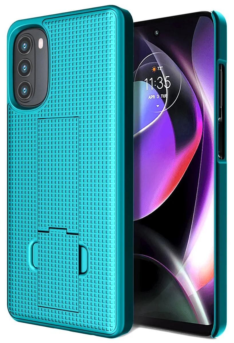 Nakedcellphone Nakedcellphone Textured Kickstand Case Aqua Teal Mint Moto G 5G 2022 XT2213 — product photo
