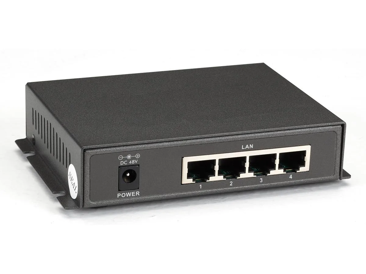 Black Box Corporation Black Box Corporation LPB1205A-R2 network switch 4 PoE+ ports 30 W each 144 W total 1 uplink — product photo
