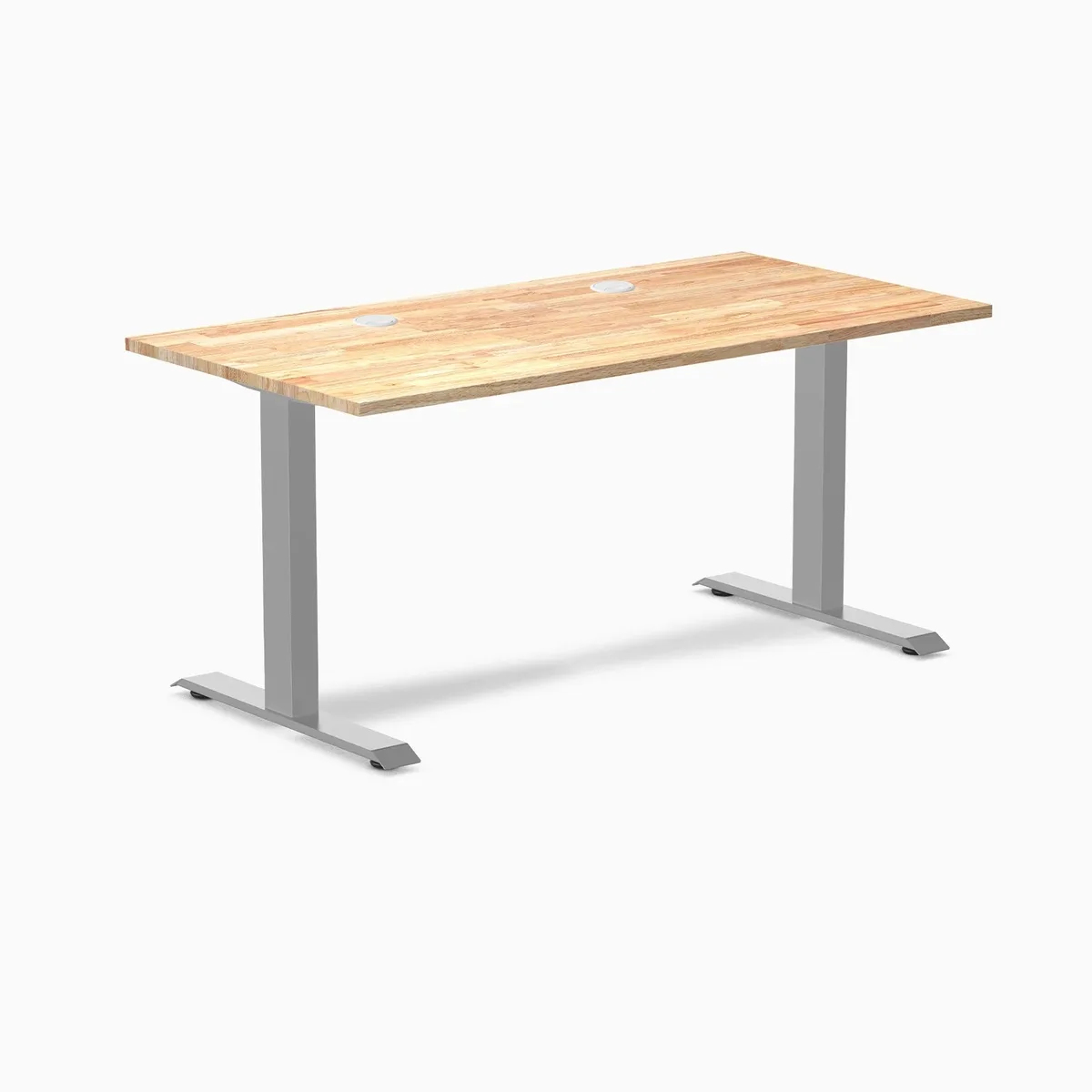 Desky Desky Zero Rubberwood Desk Natural Timber Grey 60 x 30 in — product photo