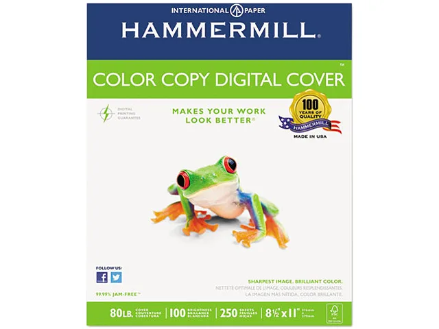 Hammermill Hammermill 120023 Color Copy Digital Cover Stock 80 lbs 8-1/2 x 11 White 250 Sheets card filing — product photo