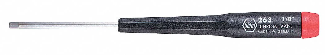 WIHA 26323 precision hex screwdriver 3/32 inch 60mm alloy steel shank plastic handle rotating cap