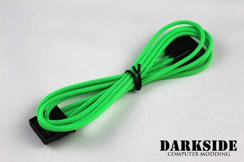 Darkside Computer Modding Darkside Computer Modding 4-Pin MOLEX 12" 30cm HSL Single Braid Extension Cable Green UV — product photo