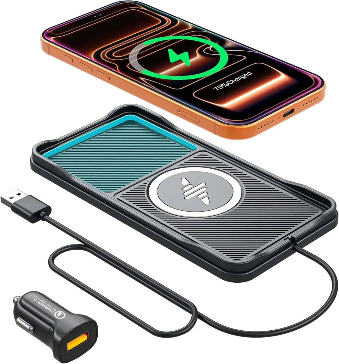 Hamzan Hamzan 15W Wireless Car Charger Pad Non-Slip 30cm Cable — product photo
