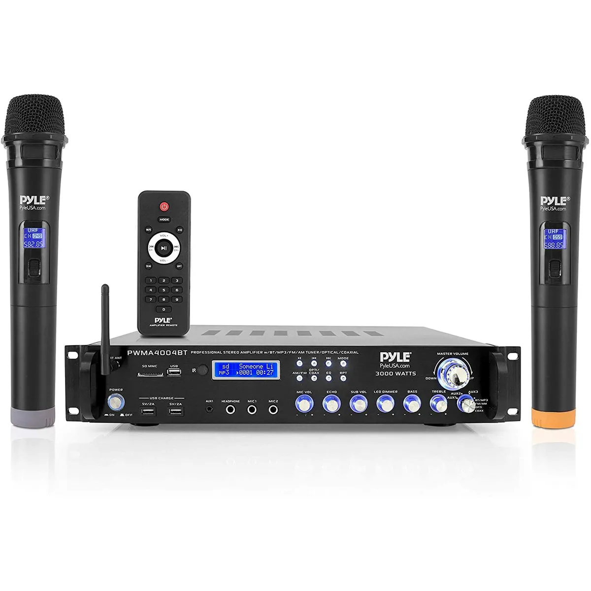 Pyle Pyle 3000W 4-Channel Bluetooth Preamp System with Microphones and Remote — product photo
