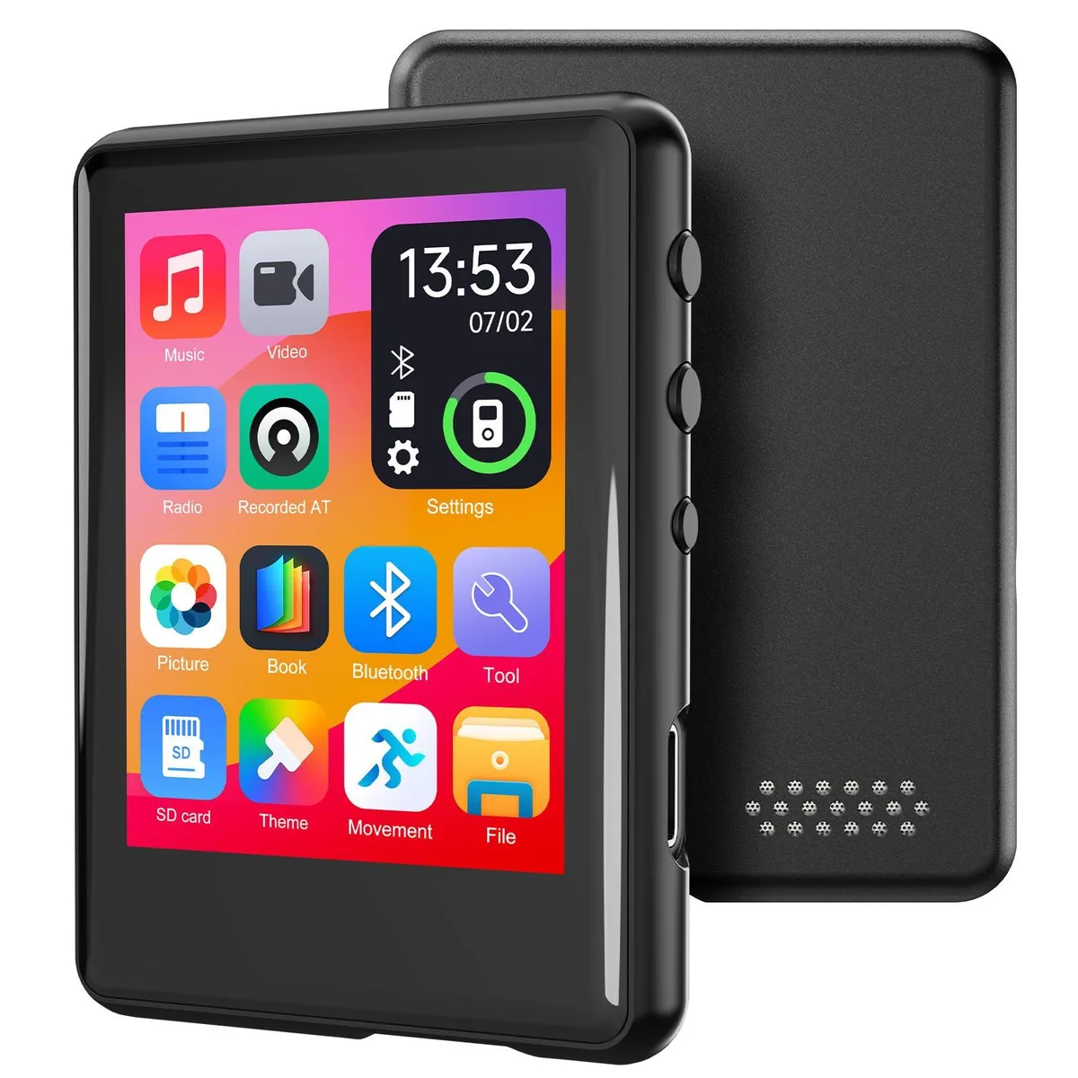 Colorcool S7 16 GB MP3 player Bluetooth 5.4 2.4" touch FM radio voice record speaker 512 GB expand black — product photo