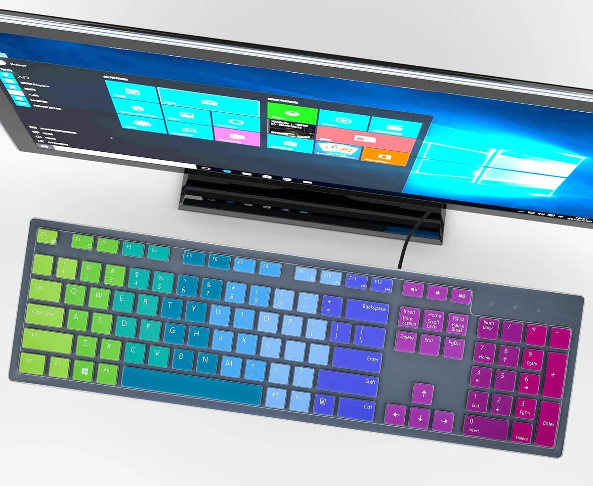  CASEDAO Rainbow Keyboard Cover Skin for Dell KM636/KB216 US — Silicone 0.3 mm — product photo