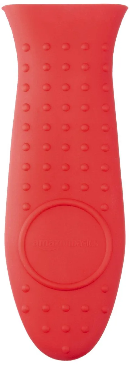 Red rectangular silicone handle holder, 5.6 by 1.9 inches, matte textured finish