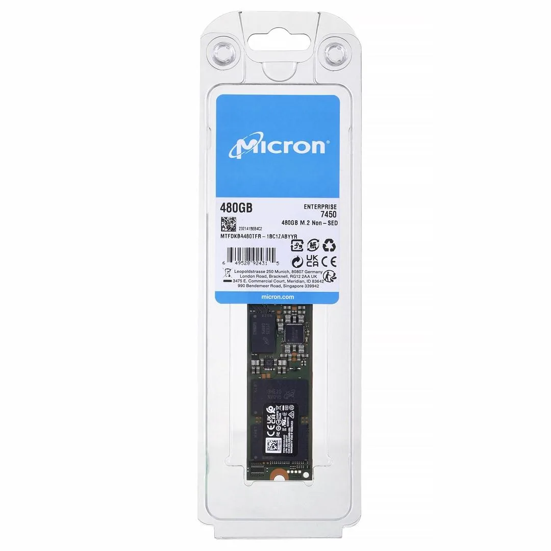 Micron Micron 7450 PRO 480GB enterprise SSD MTFDKBA480TFR-1BC1ZABYYR — product photo