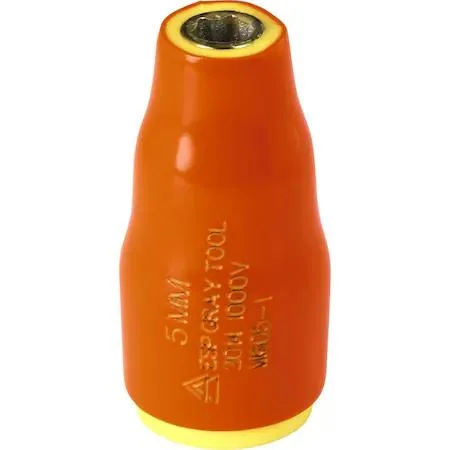 Gray Tools 5 mm 1/4" drive insulated socket with orange and yellow layers