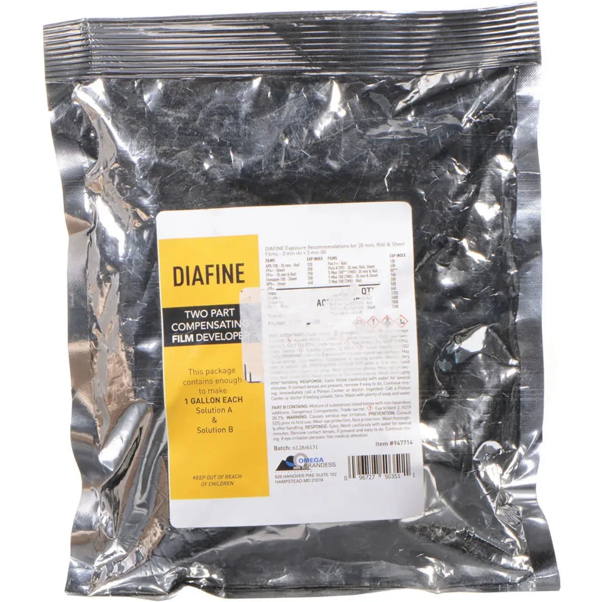 Plastic bottle of black and white film developer concentrate, one gallon size