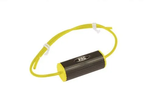 Pair of bass-blocker crossovers in yellow heat-shrink tubing with wire leads