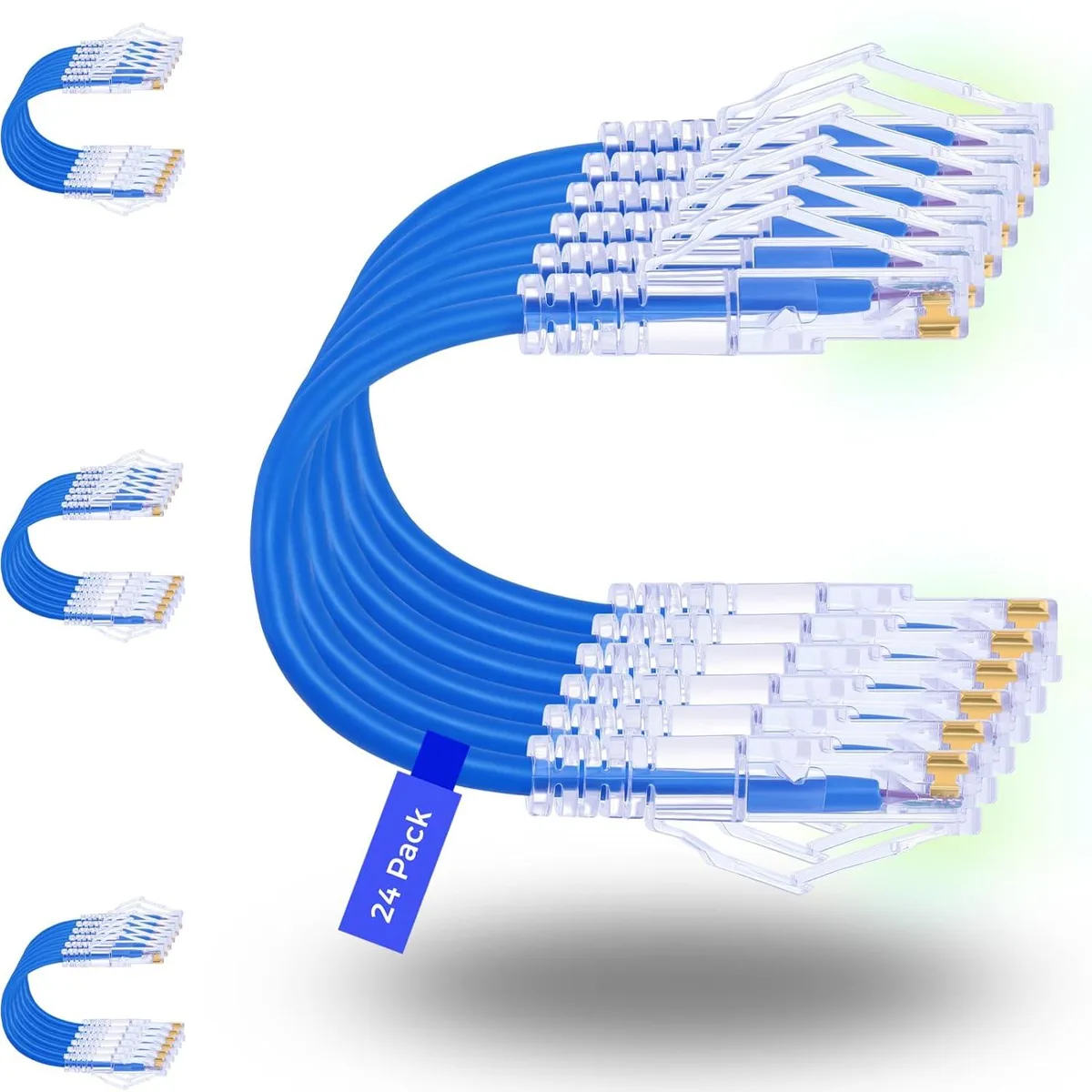 BFKK BFKK Cat6a Patch Cable 1 ft 24-Pack 28 AWG Blue — product photo
