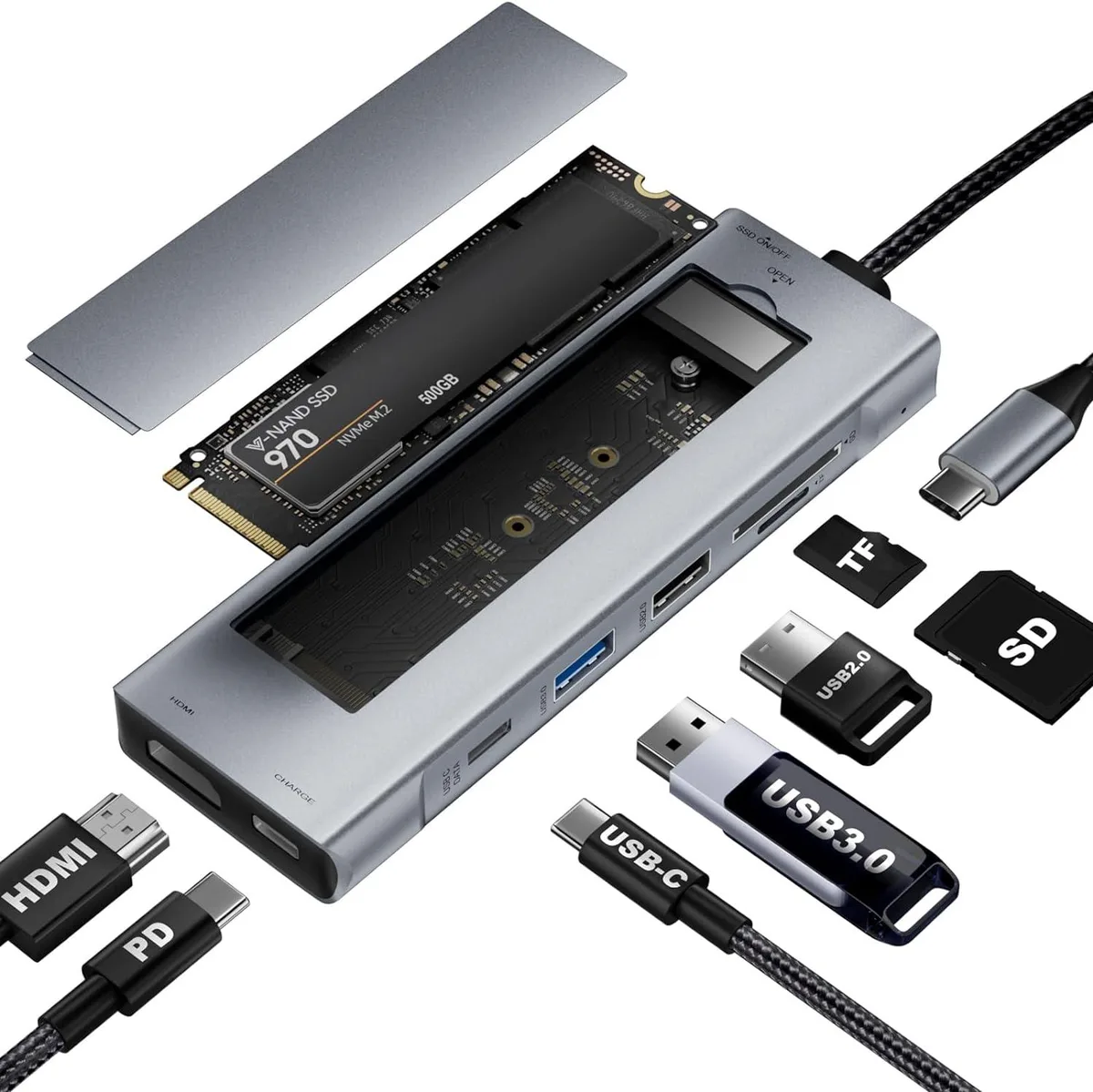 Jansicotek Jansicotek EHB08 8-in-1 USB-C Docking Station with M.2 Enclosure — product photo