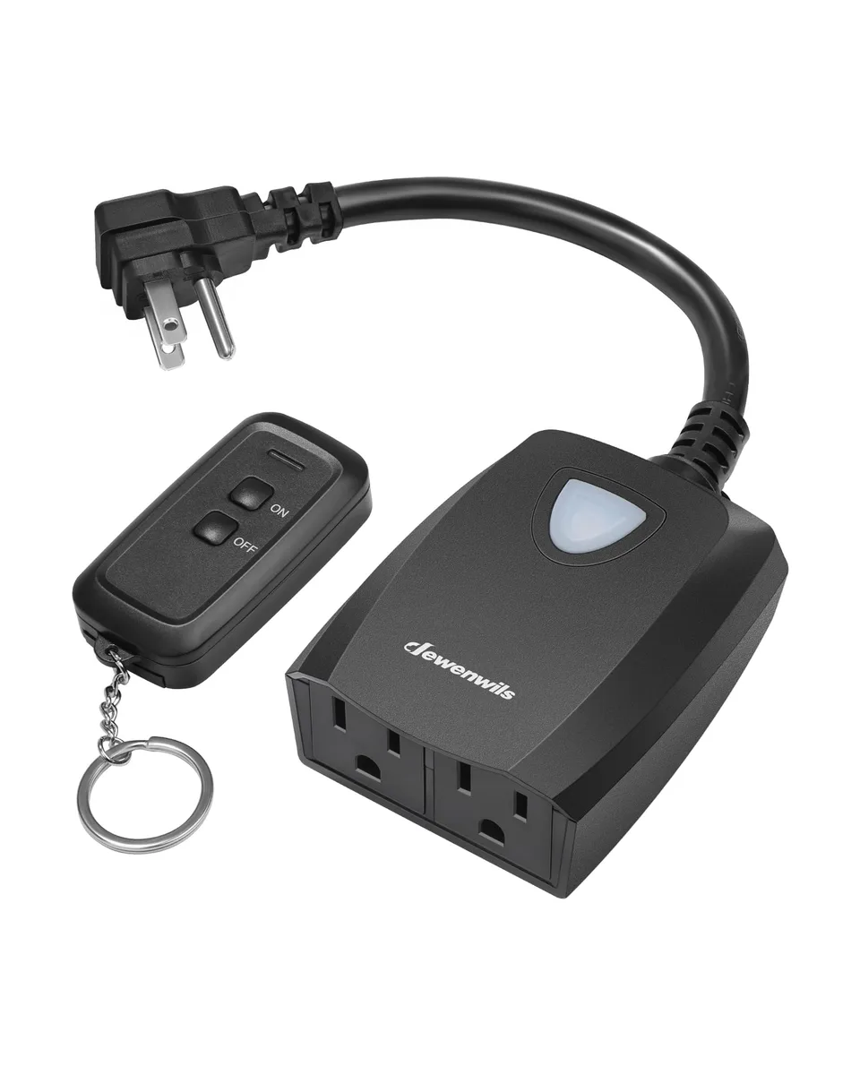 DEWENWILS HRS101F2 Smart Plug 1 Remote + 2 Outlets 15A 100ft — product photo