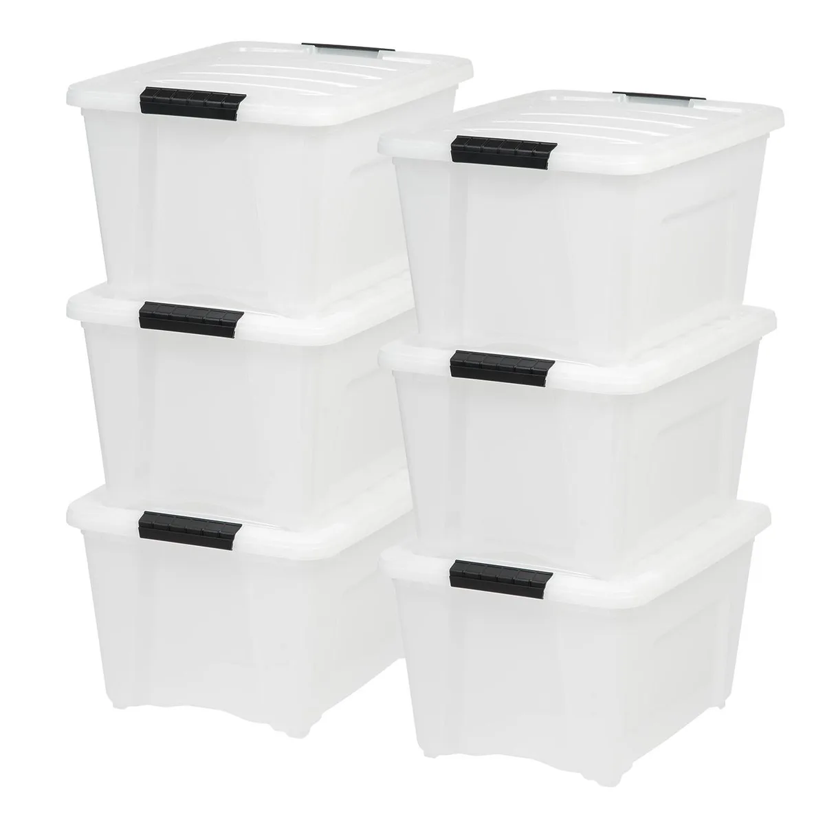 IRIS USA, INC. IRIS USA, INC. 32 Qt Stackable Storage Bins with Lids, 6 Pack, Pearl — product photo