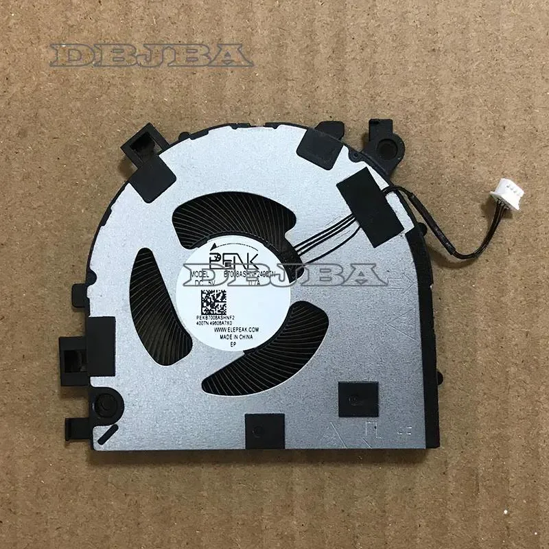 Black rectangular laptop cooling fan with central rotor and wire connector