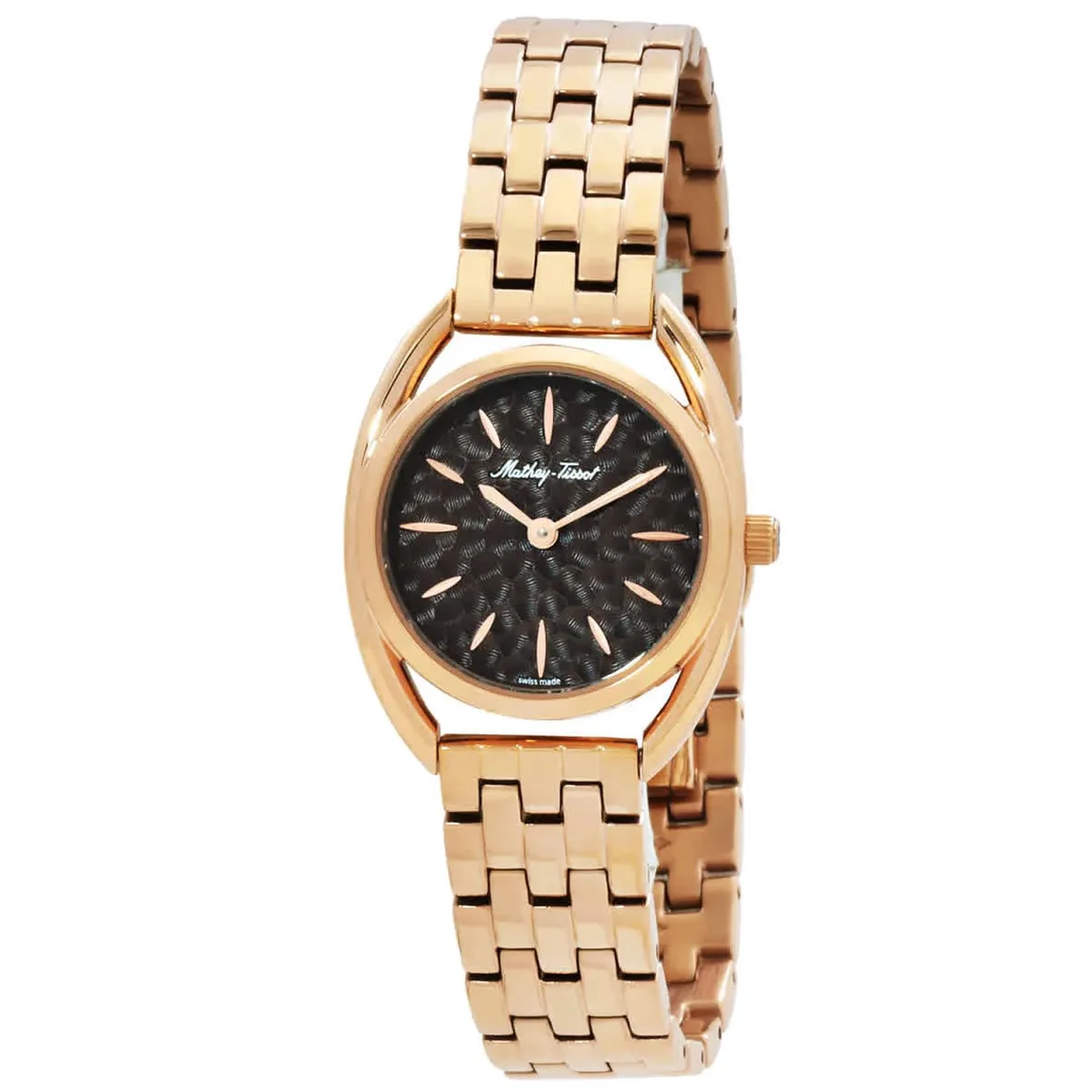 Silver dial watch with stainless steel case and leather strap