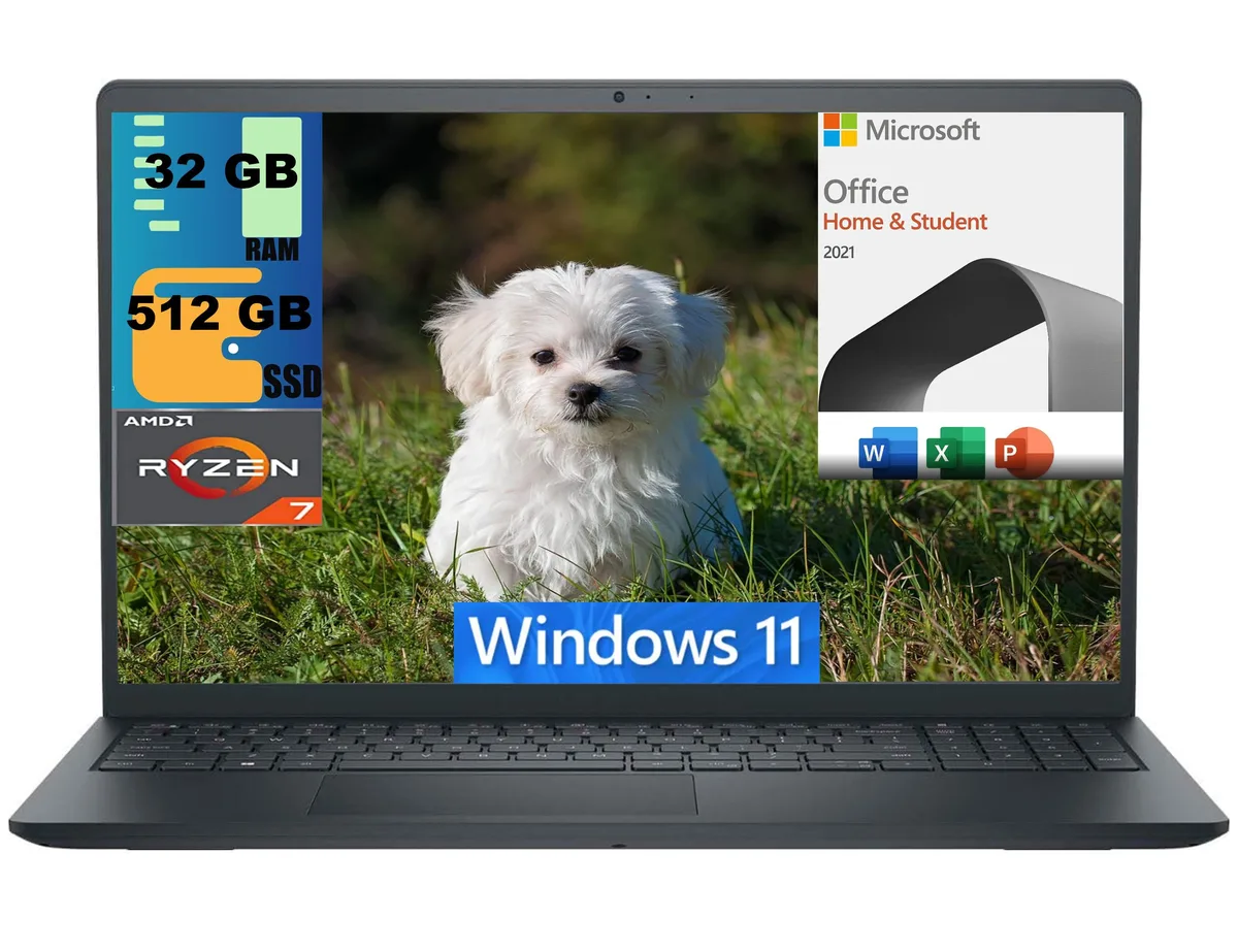 DELL DELL Inspiron 3535 15 laptop Ryzen 7 7730U 32GB 512GB 15.6" FHD 120Hz Windows 11 Microsoft Office — product photo
