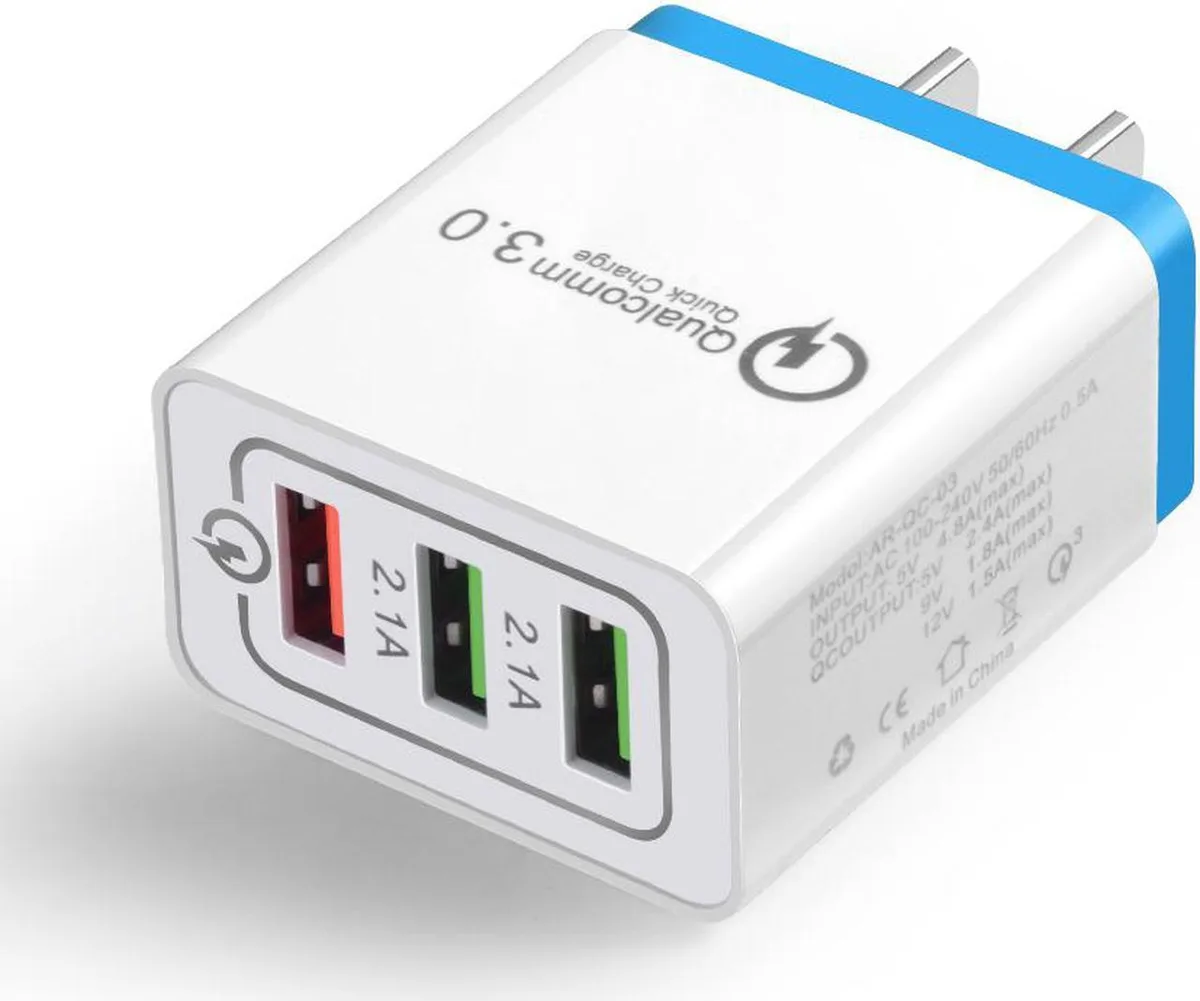Aomoproing Aomoproing 3-Port QC 3.0 18W USB Charger Blue — product photo
