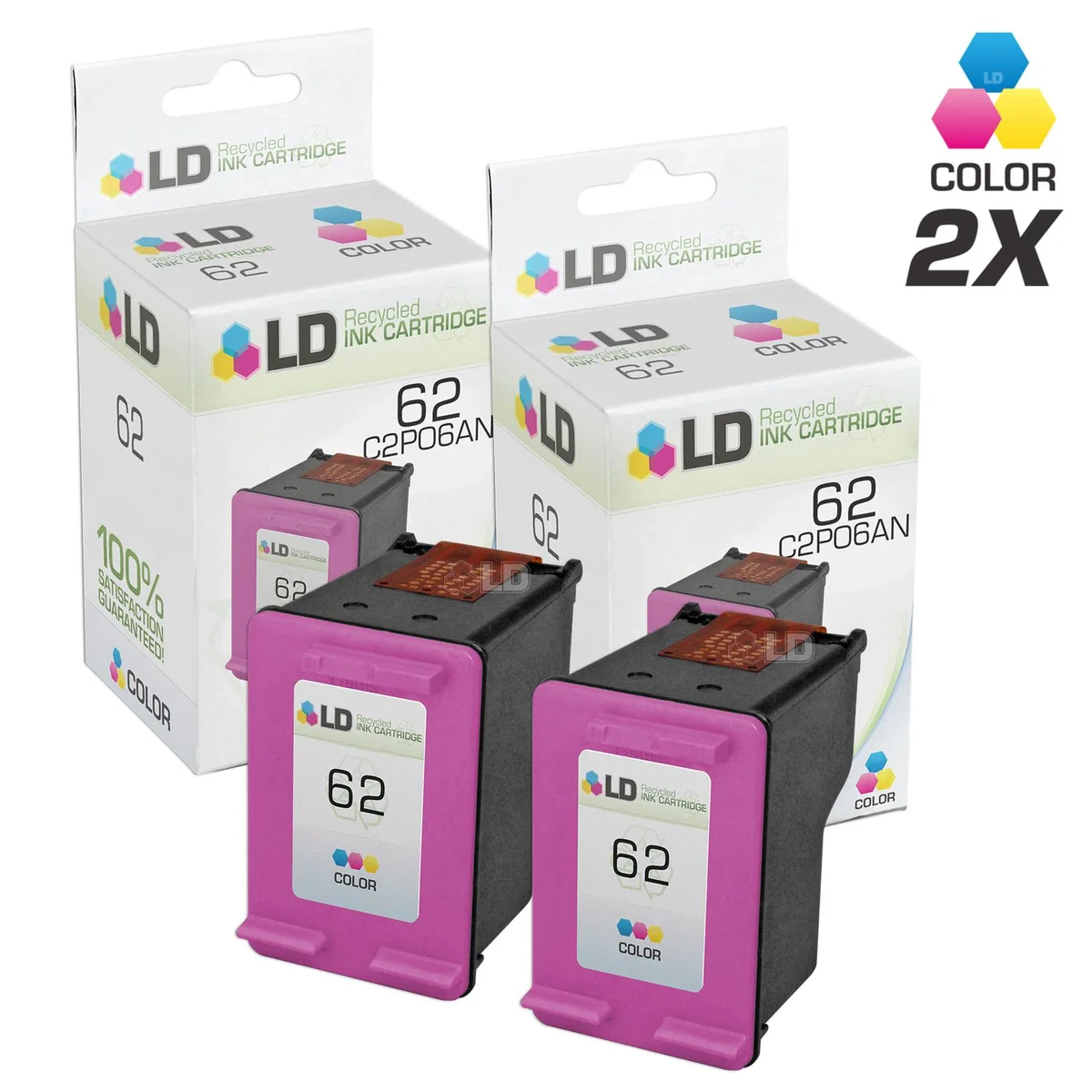 LD Products LD Products HP 62 2-Pack Color Ink Cartridges — product photo