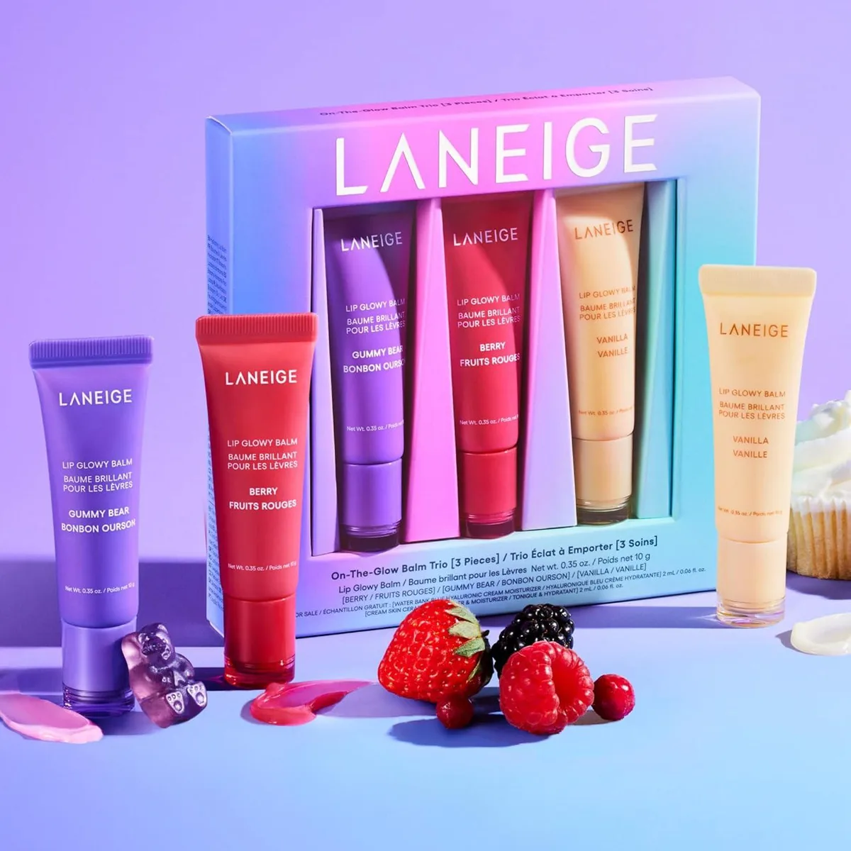 Laneige Laneige Lip Glowy Balm 3 × 10 g lip balm set — product photo