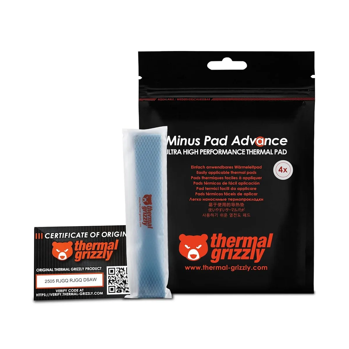Thermal Grizzly Thermal Grizzly Minus Pad Advance 120x20x1.0mm 4-Pack — product photo