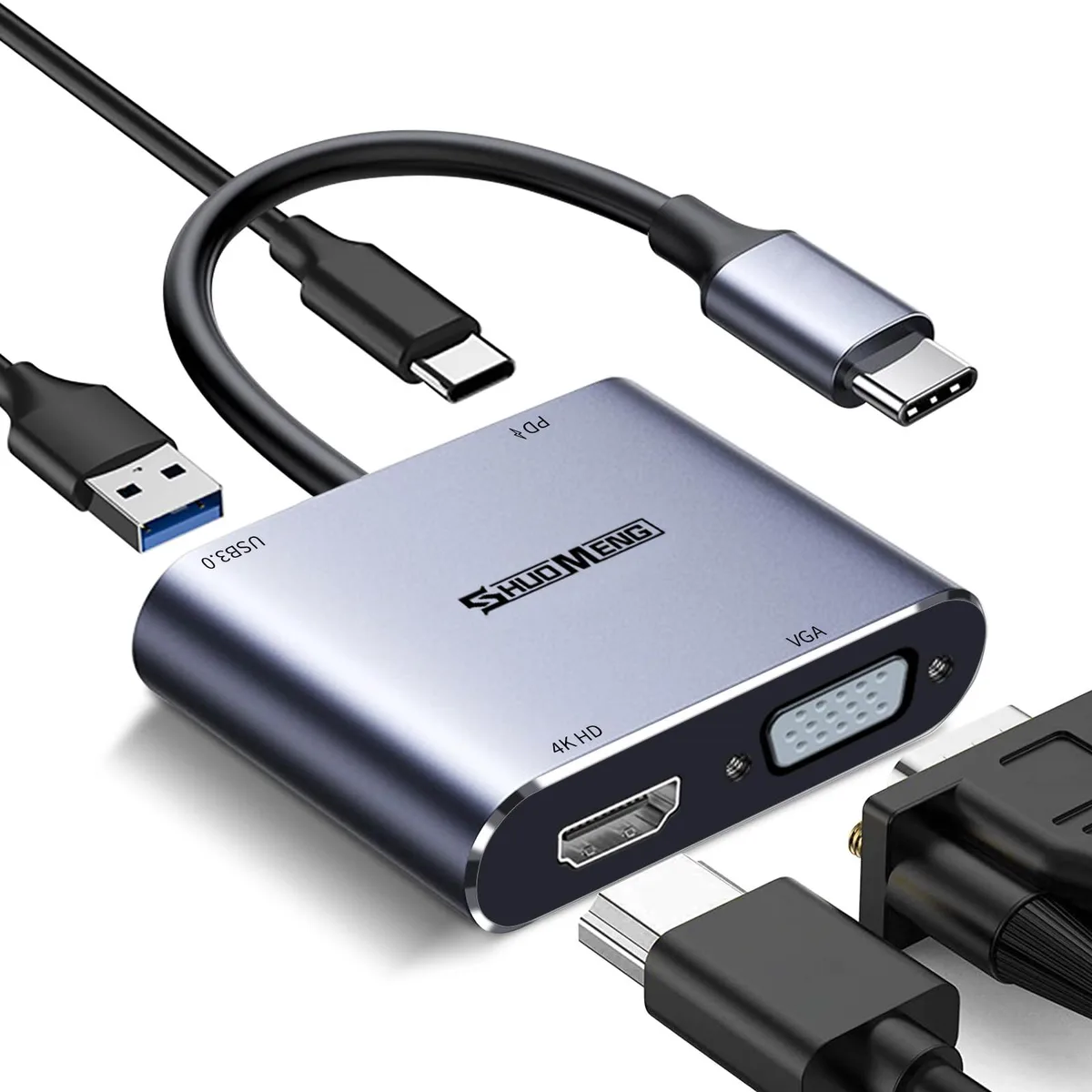 KEHIPI KEHIPI SM-T54 4-in-1 USB C hub HDMI VGA 100W PD USB 3.0 — product photo
