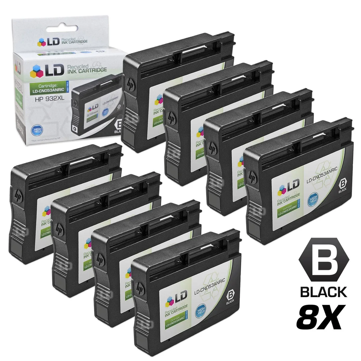LD Products LD Products Compatible HP 932XL CN053AN High-Yield Black Ink Cartridges 8-Pack — product photo